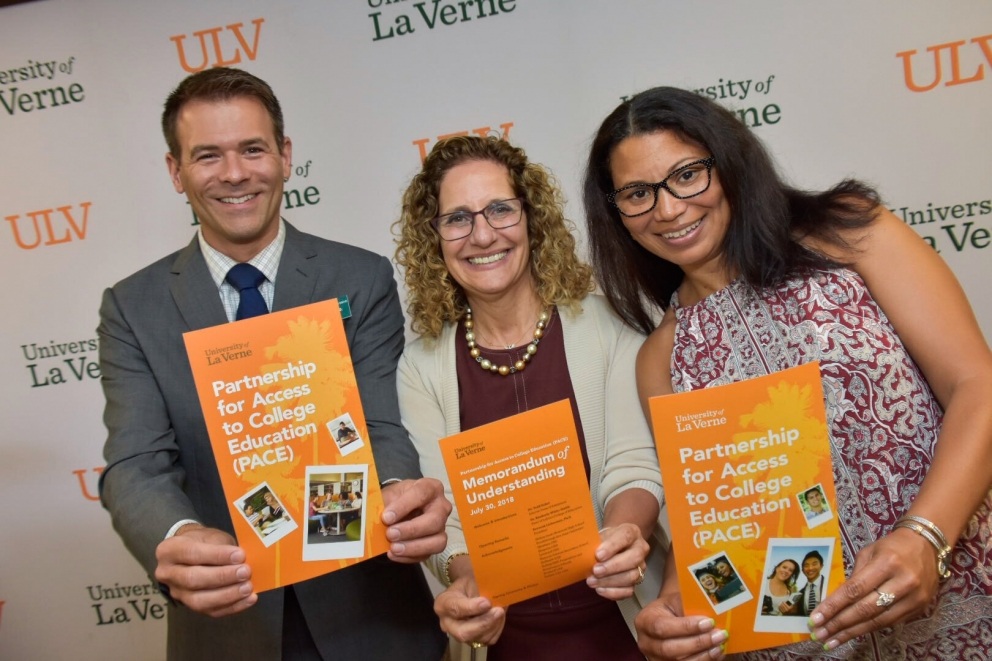 Todd Eckel, dean of admission; Devorah Lieberman, president; and Kimberly White-Smith, dean of the LaFetra College of Education at the University of La Verne.