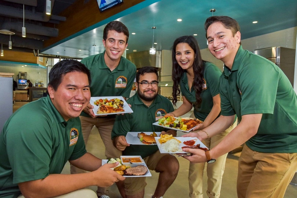 Students enjoy a meal at the brand new dining facility, The Spot.