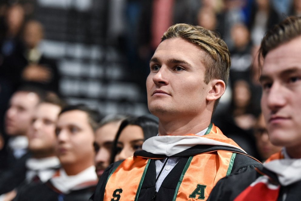 Male student at commencement