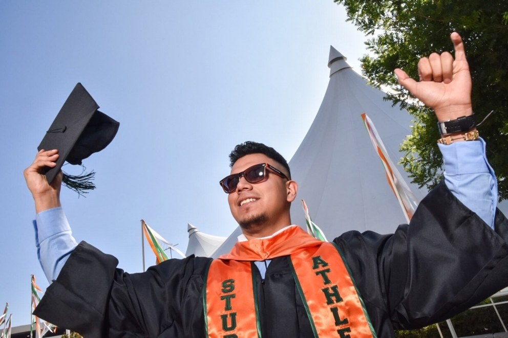 Student wearing sunglasses