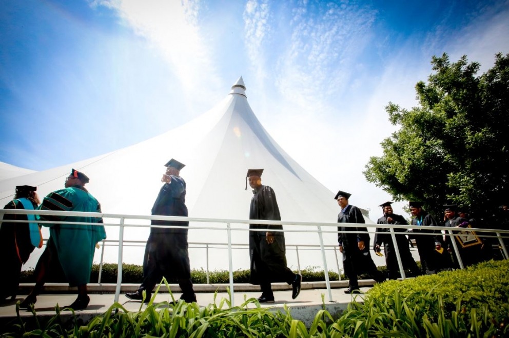 Students walking into ceremony