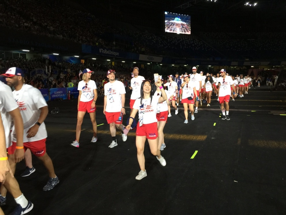 Students walking during opening ceremony