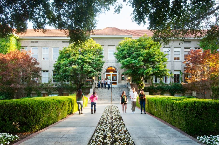 Students walking on campus