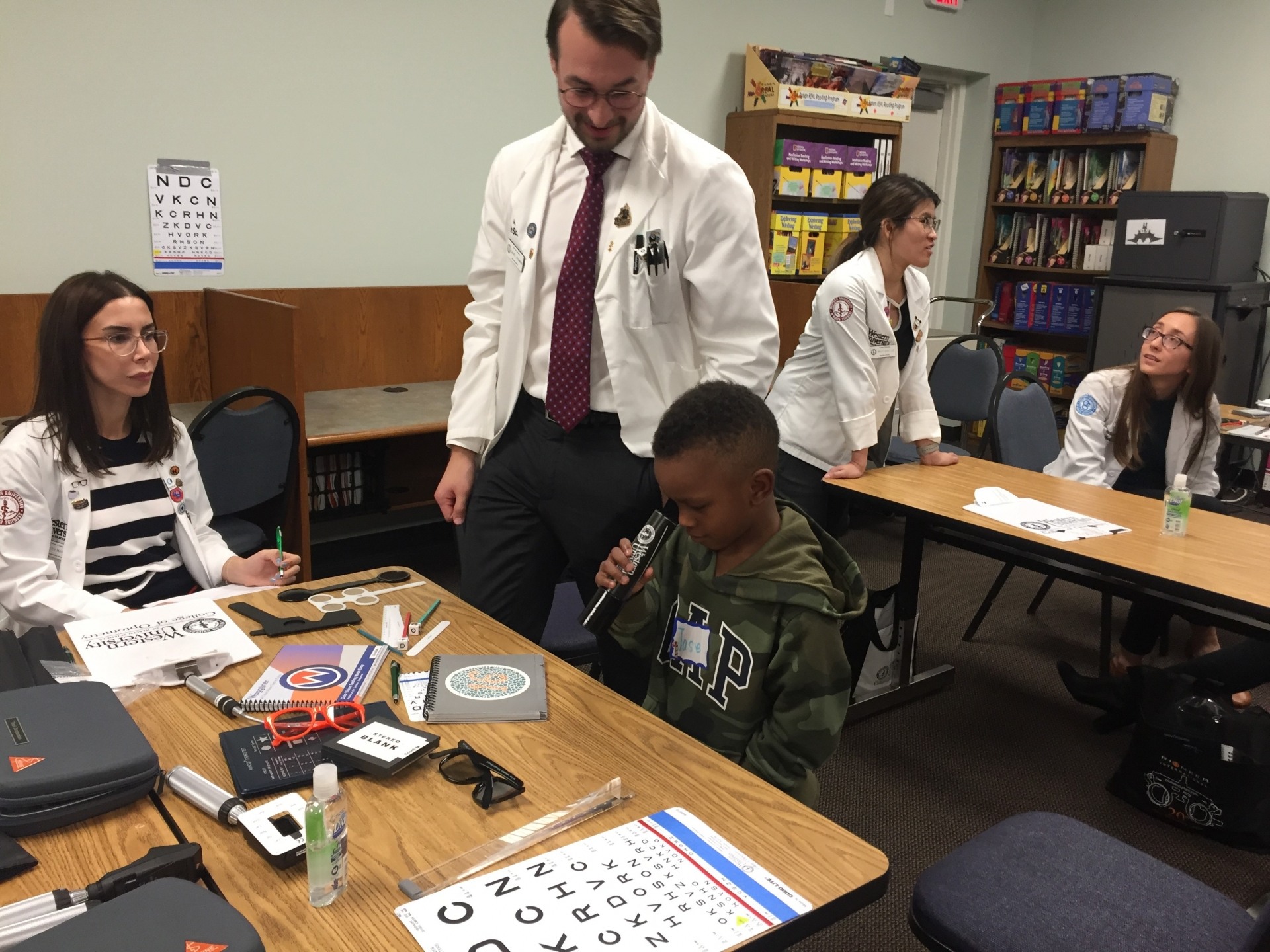 Student participating in vision screening