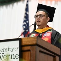Gualberto Monarrez served as the student speaker at the LaFetra College of Education's 2020 Winter Commencement.