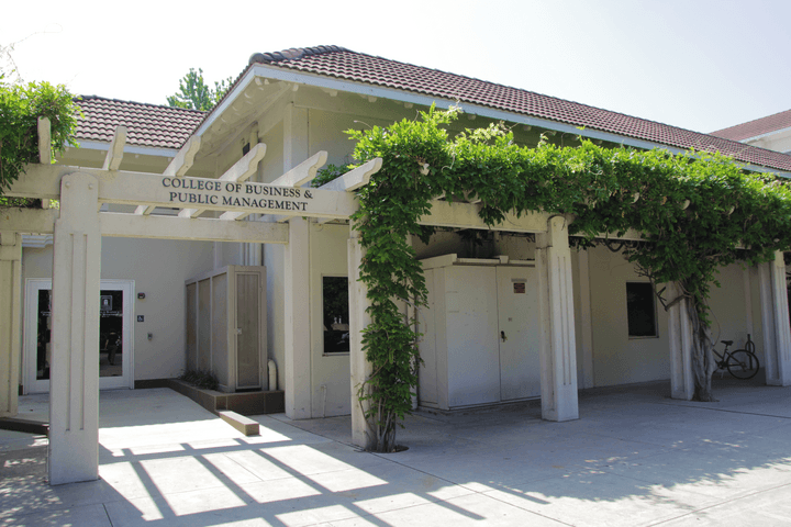 Exterior photo of the College of Business and Public Management building