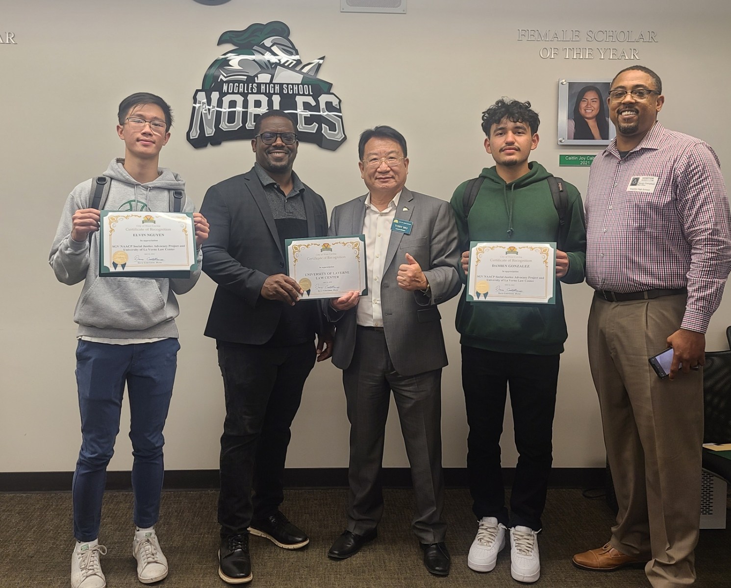 Justice Center participants and leaders receive award from City of West Covina councilman Tony Wu