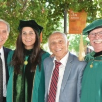 Convocation 2023 - President with her father, Professor Ispahani, and Trustee Revier